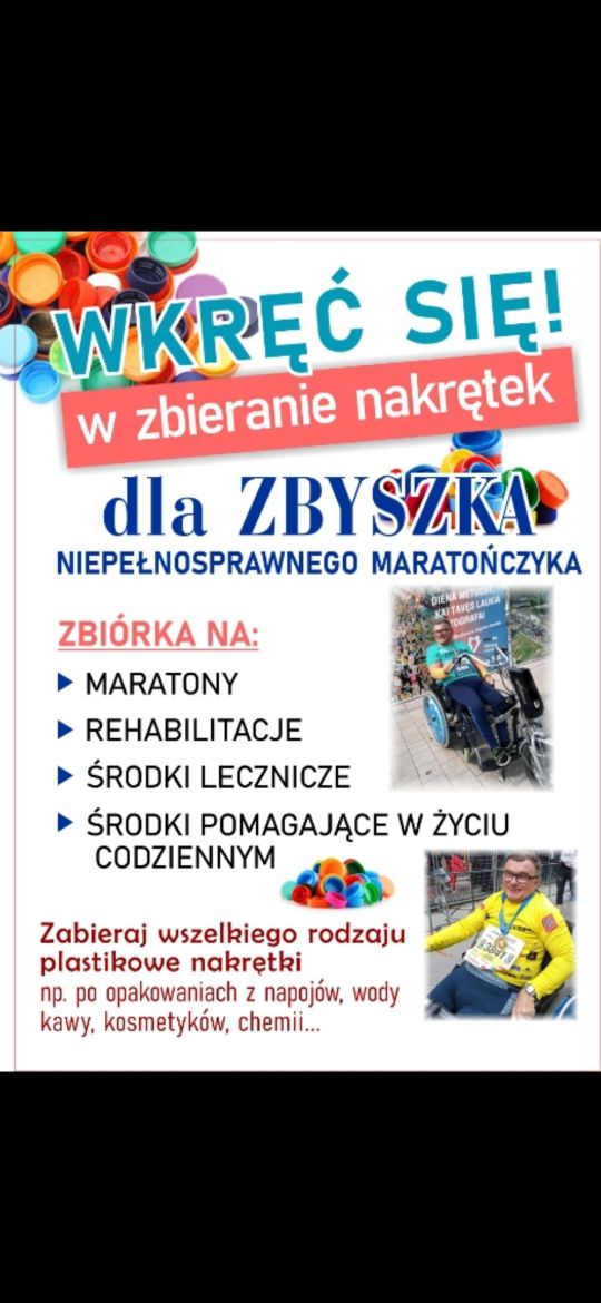 Zdjęcie do wpisu: Wkręć się w zbieranie nakrętek dla Zbyszka!